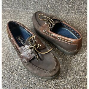 Timberland Boat Shoe Men 7.5M Brown 2-Eye Comfort Casual Walking Driving Slip On